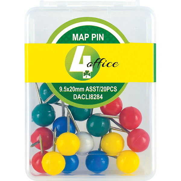 Trefoil Map Pins Assorted Colors 20 Pc Stationery Supplier Dm