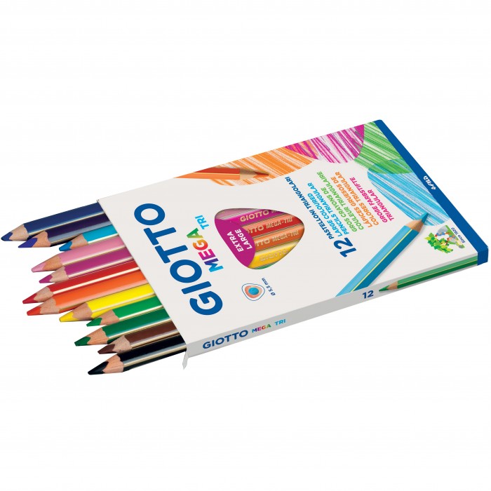 Giotto Mega Tri Colouring Pencils 12's - 220600