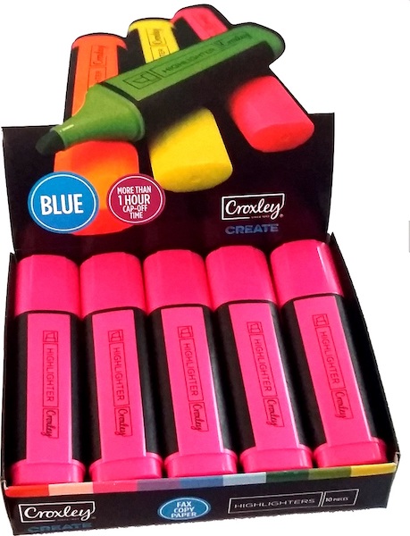 Croxley Create Pink Highlighter Box Of 10 - Mar1341 - Stationery 