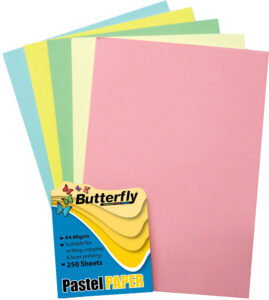 BUTTERFLY MIXED PAPER A4 PASTEL 80gsm (250s) - NOV040A - Stationery ...