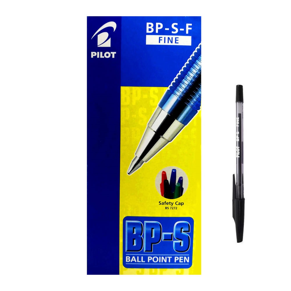 Pilot BP-S-F Ballpoint Fine Pen Black Box of 12 - BP-S-F-B - Stationery ...